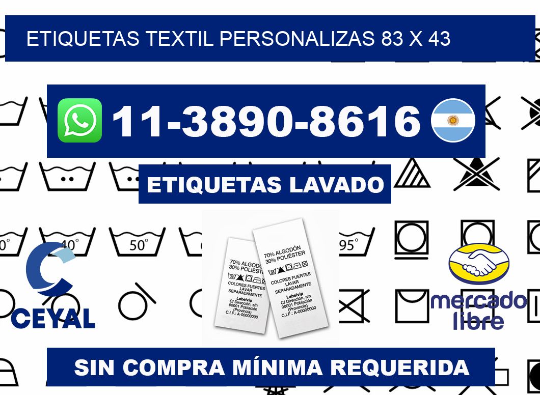 ETIQUETAS TEXTIL PERSONALIZAS 83 x 43