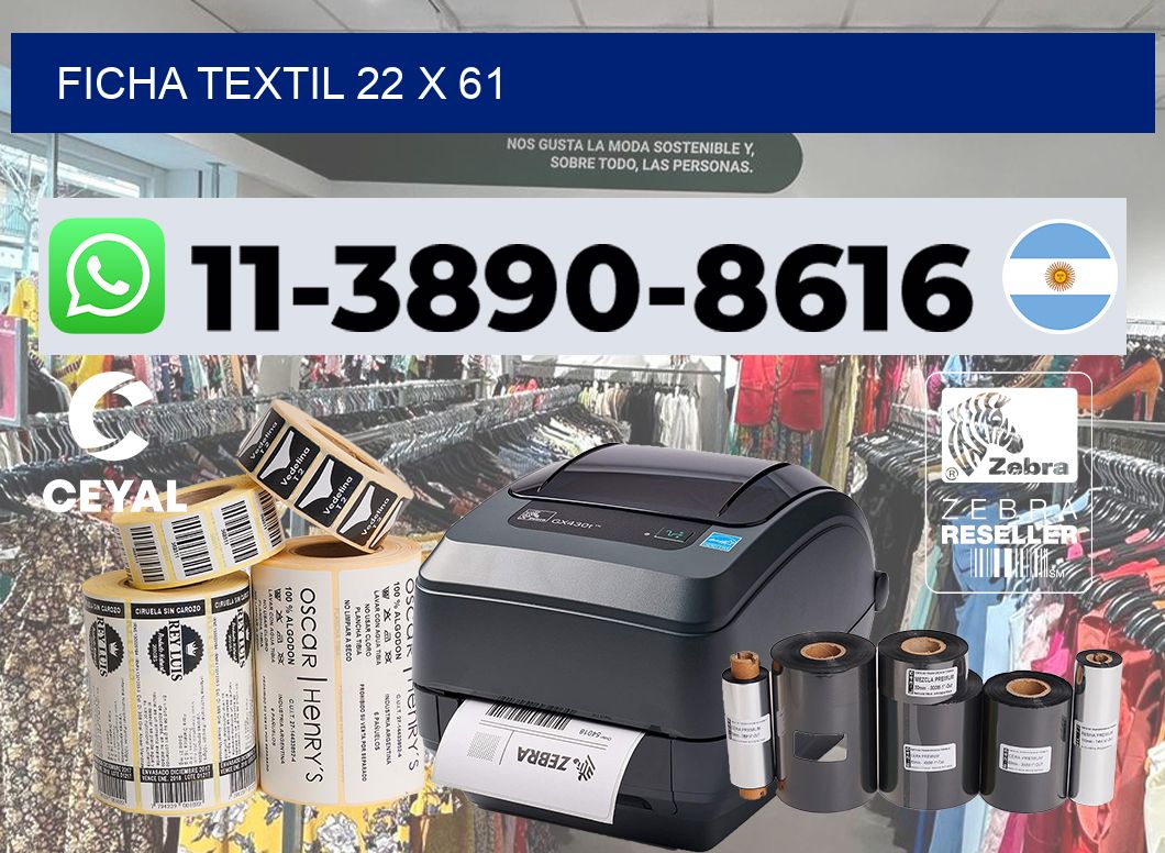 Ficha textil 22 x 61