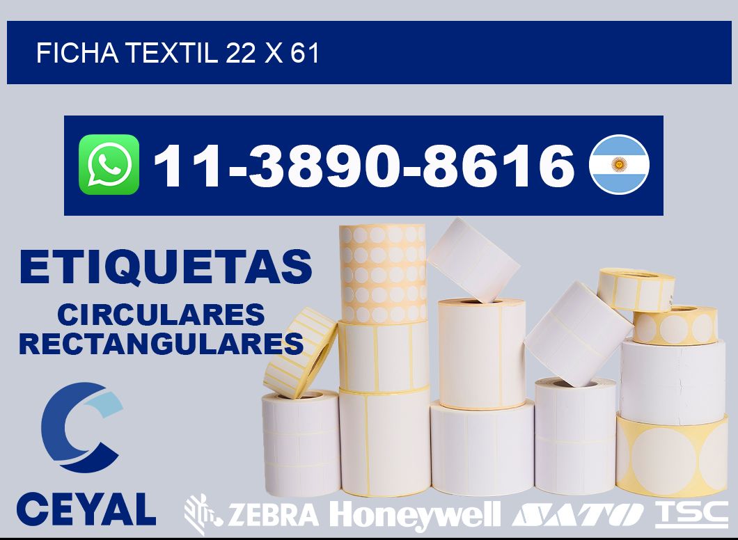 Ficha textil 22 x 61