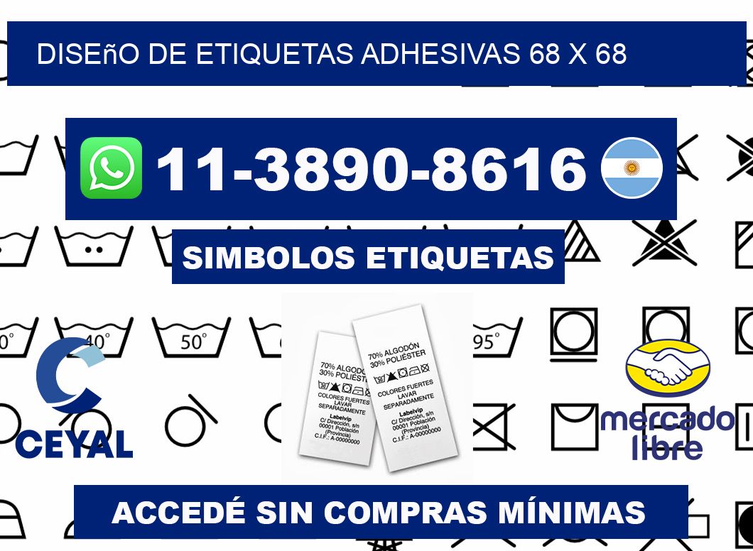 diseño de etiquetas adhesivas 68 x 68
