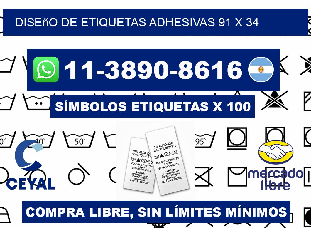 diseño de etiquetas adhesivas 91 x 34
