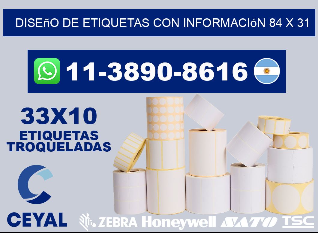 diseño de etiquetas con información 84 x 31
