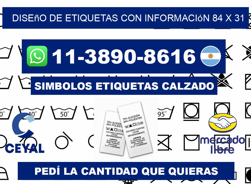 diseño de etiquetas con información 84 x 31