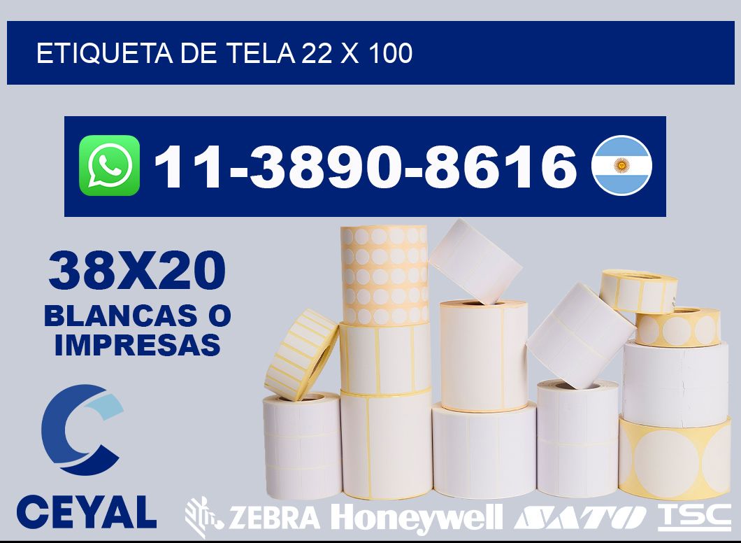 etiqueta de tela 22 x 100