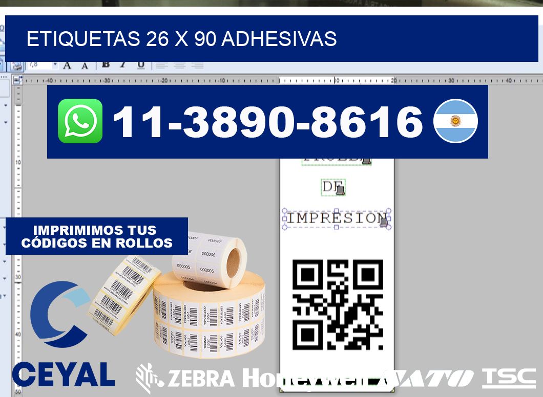 etiquetas 26 x 90 adhesivas