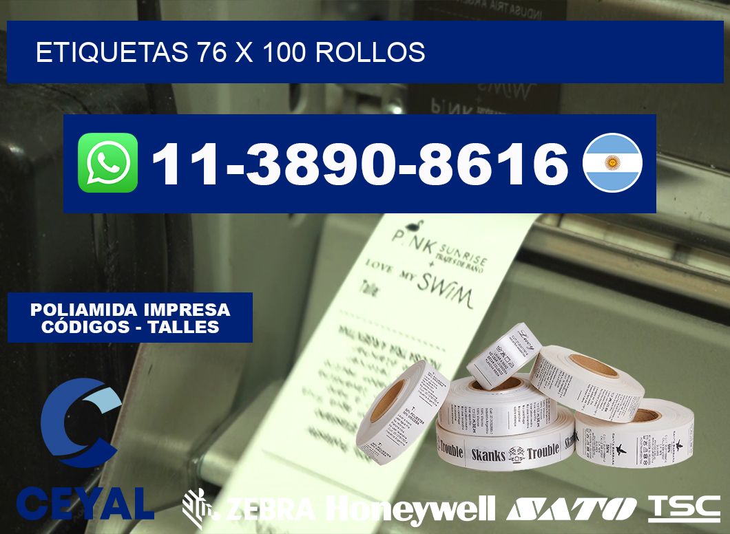 etiquetas 76 x 100 rollos