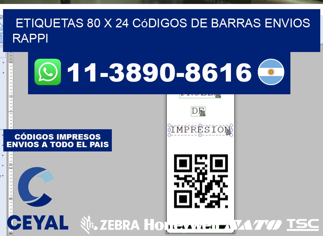etiquetas 80 x 24 códigos de barras envios rappi
