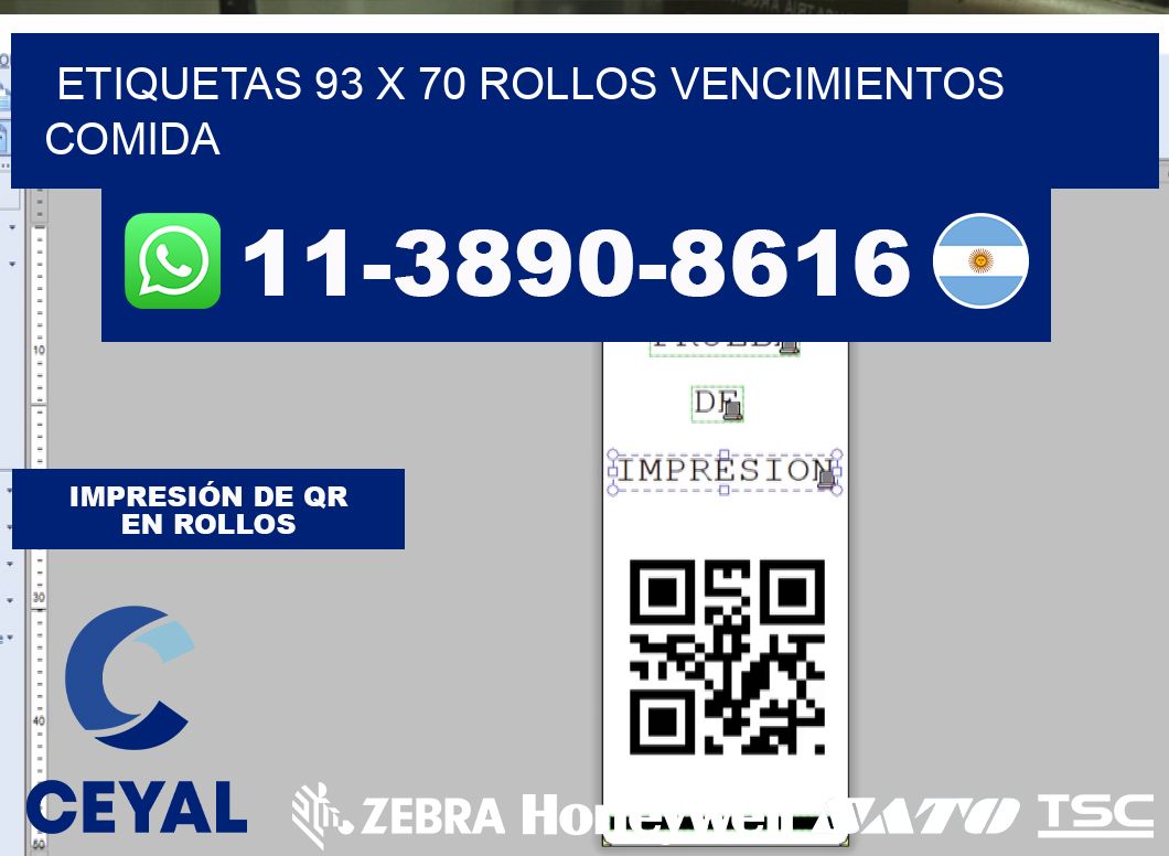 etiquetas 93 x 70 rollos vencimientos comida