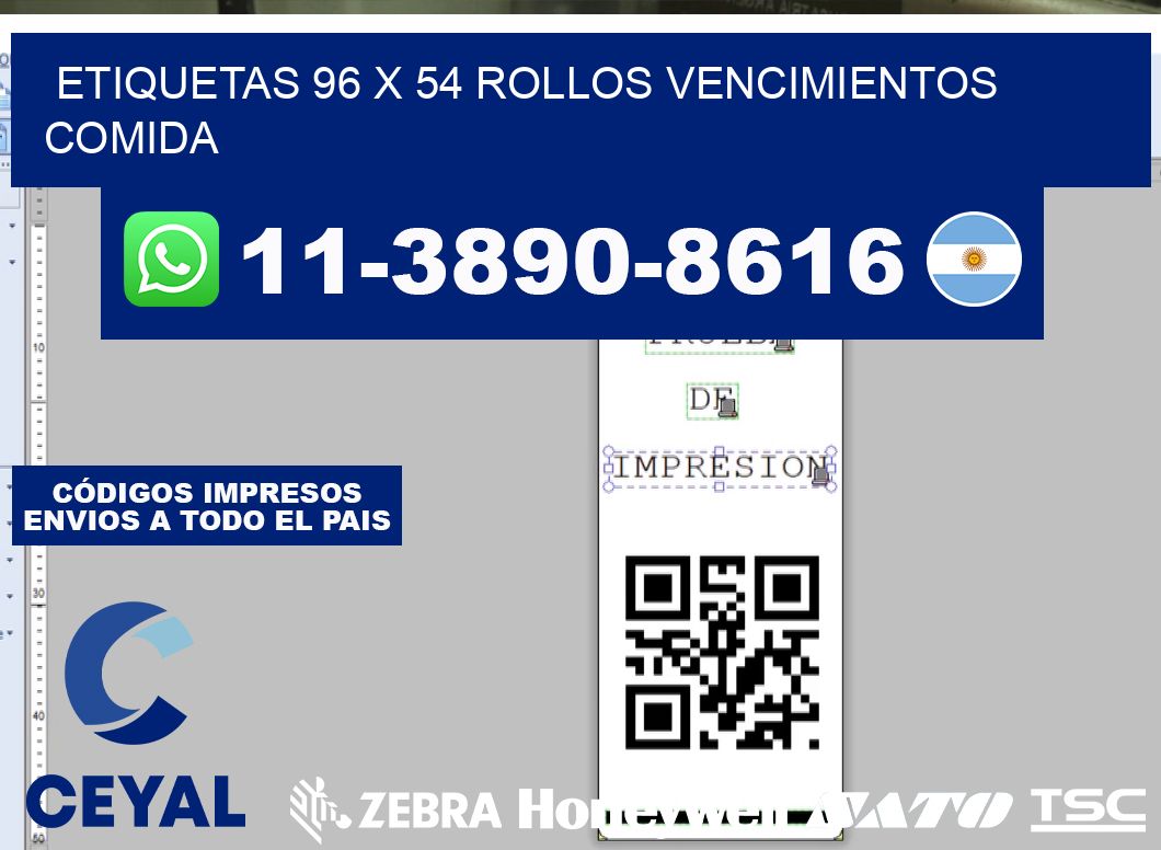 etiquetas 96 x 54 rollos vencimientos comida