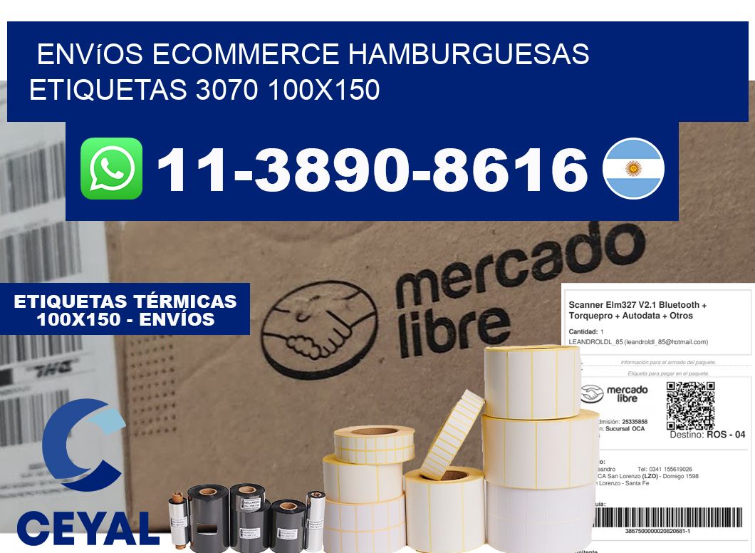 Envíos Ecommerce hamburguesas etiquetas 3070 100x150