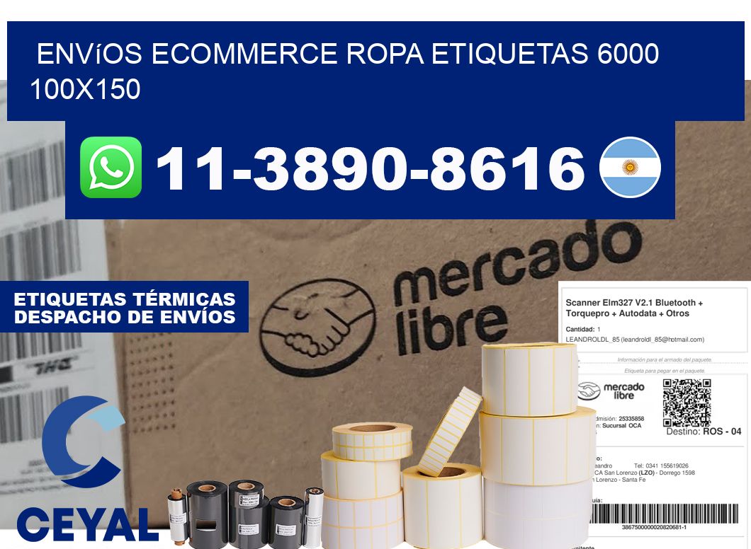 Envíos Ecommerce ropa etiquetas 6000 100x150