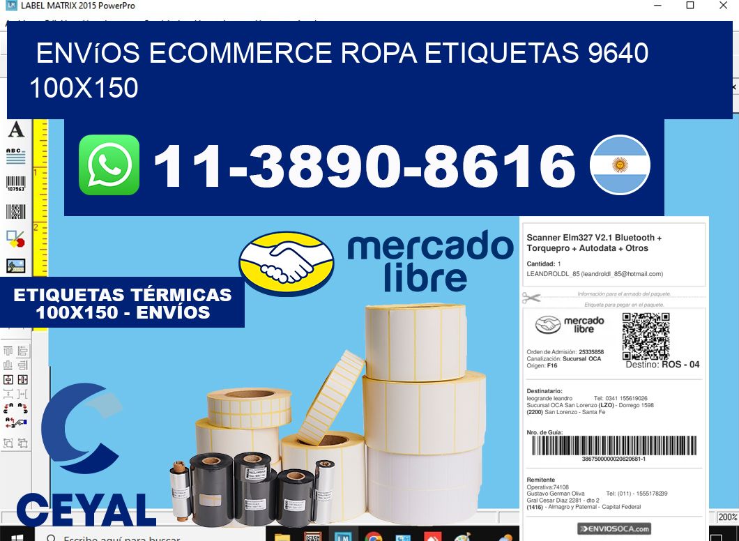 Envíos Ecommerce ropa etiquetas 9640 100x150