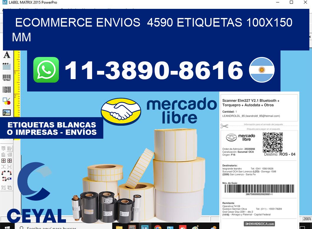 ecommerce envios 4590 etiquetas 100x150 mm