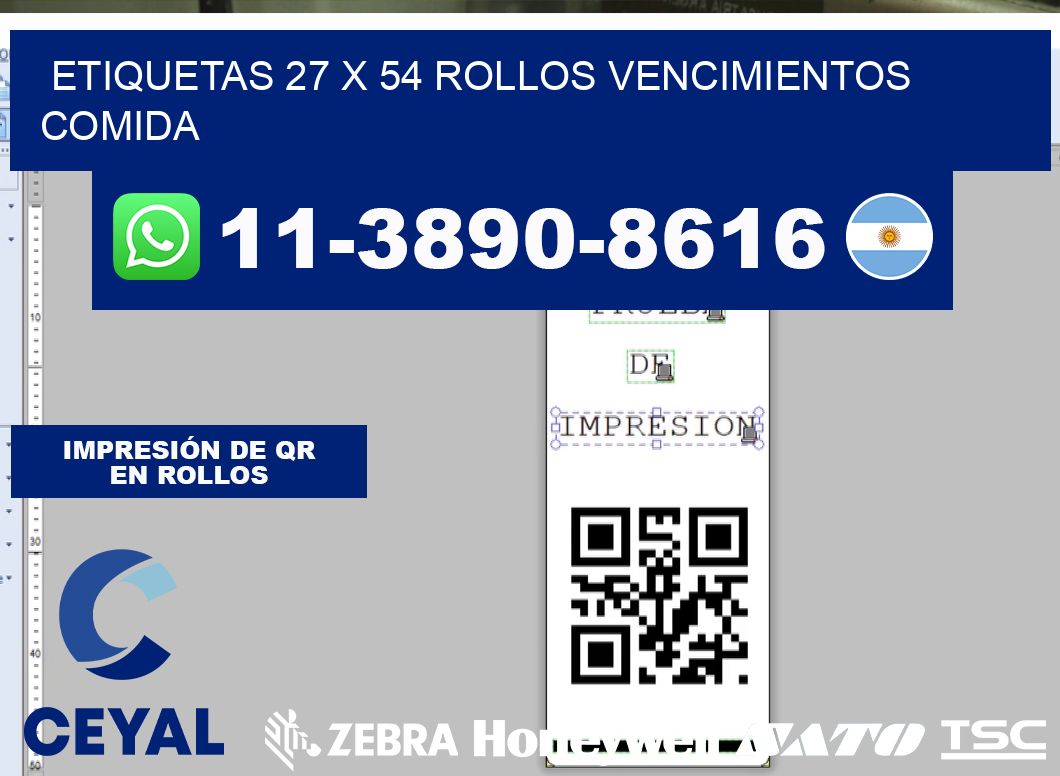 etiquetas 27 x 54 rollos vencimientos comida