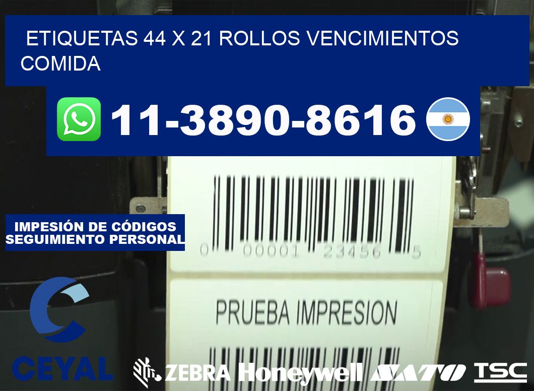 etiquetas 44 x 21 rollos vencimientos comida