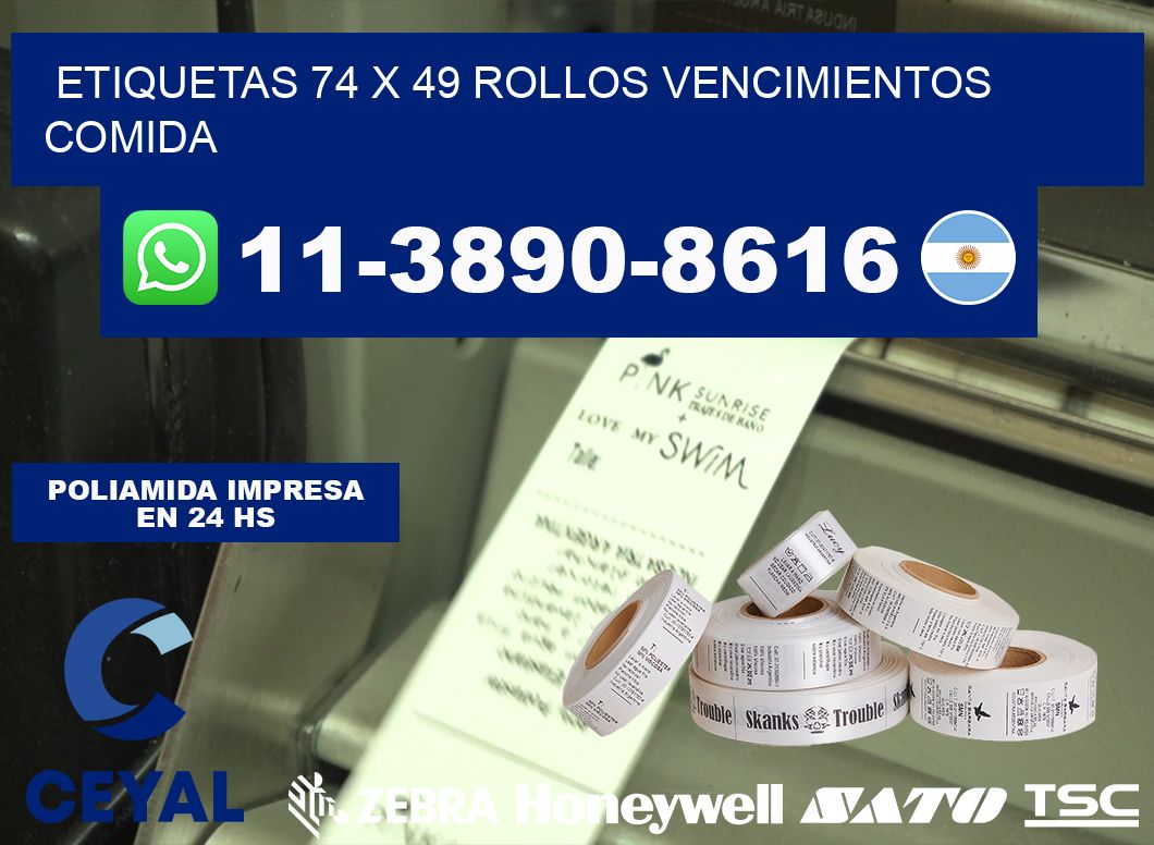 etiquetas 74 x 49 rollos vencimientos comida