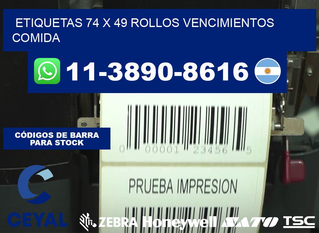 etiquetas 74 x 49 rollos vencimientos comida