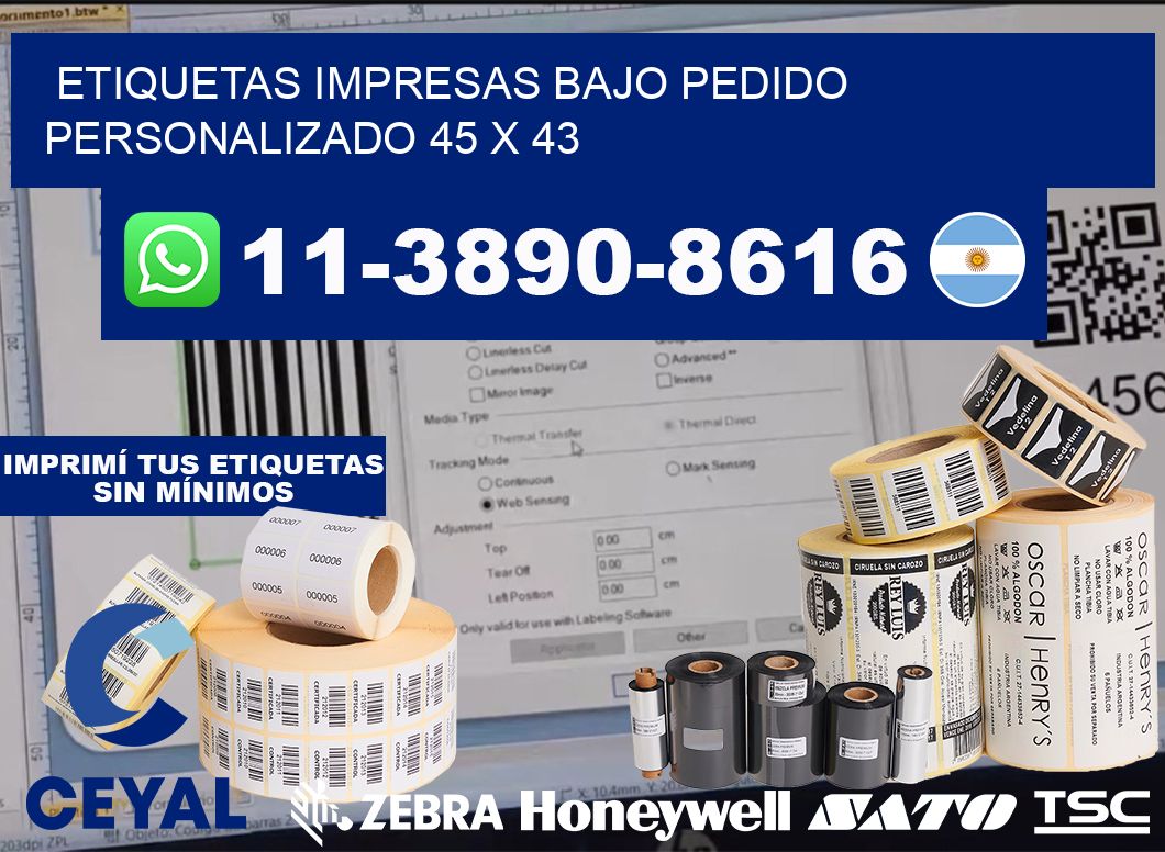 etiquetas impresas bajo pedido personalizado 45 x 43