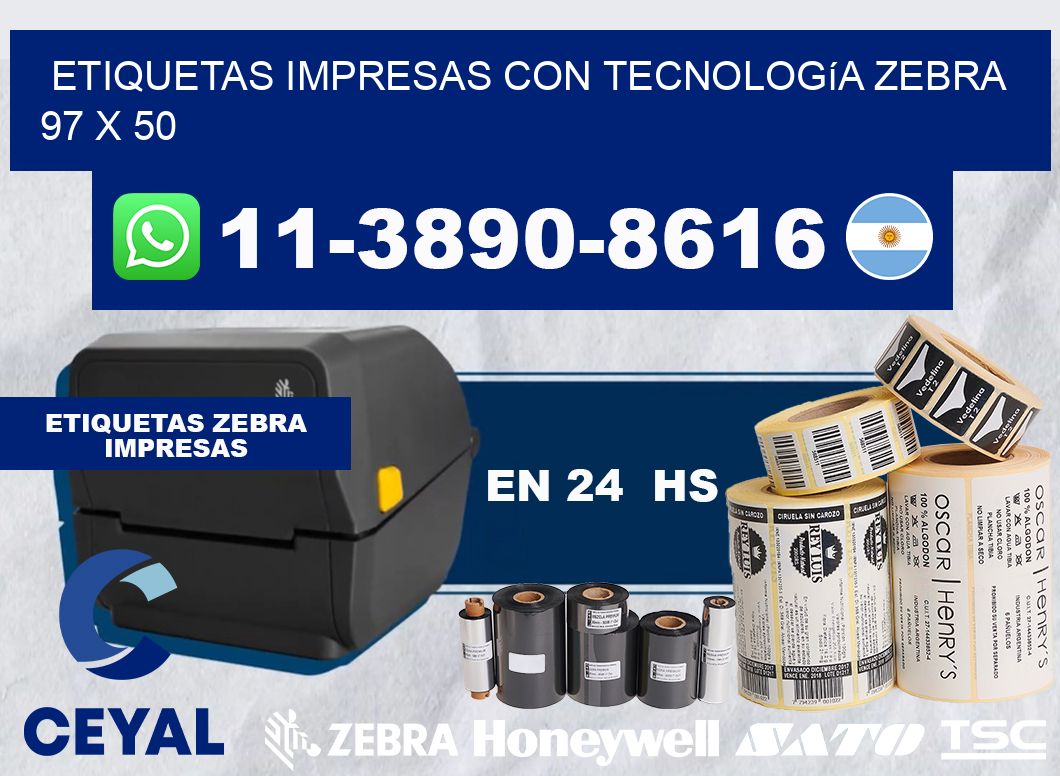 etiquetas impresas con tecnología Zebra 97 x 50