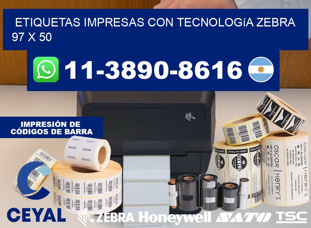 etiquetas impresas con tecnología Zebra 97 x 50