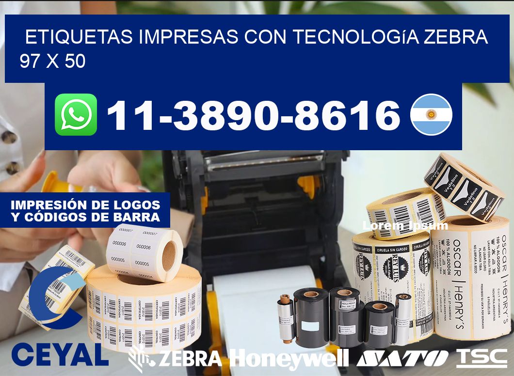 etiquetas impresas con tecnología Zebra 97 x 50