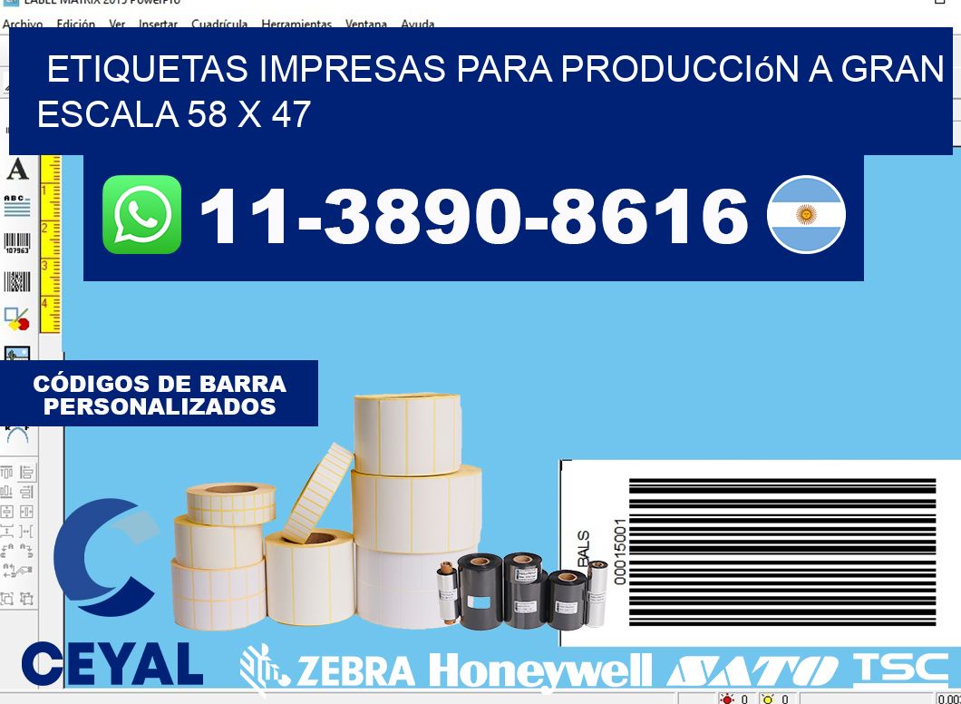 etiquetas impresas para producción a gran escala 58 x 47