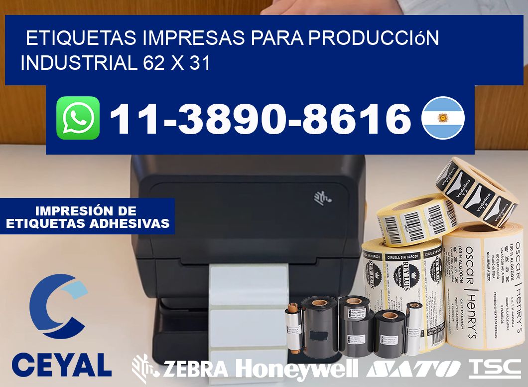etiquetas impresas para producción industrial 62 x 31