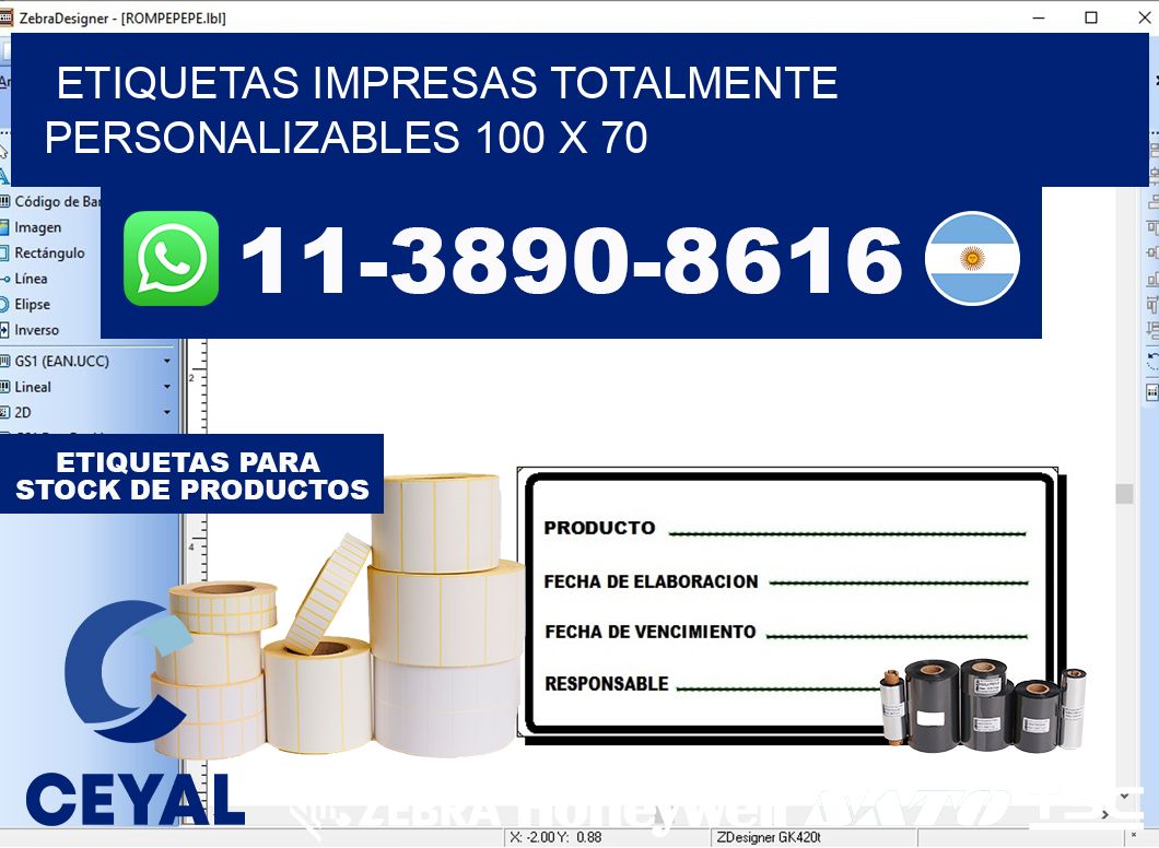 etiquetas impresas totalmente personalizables 100 x 70