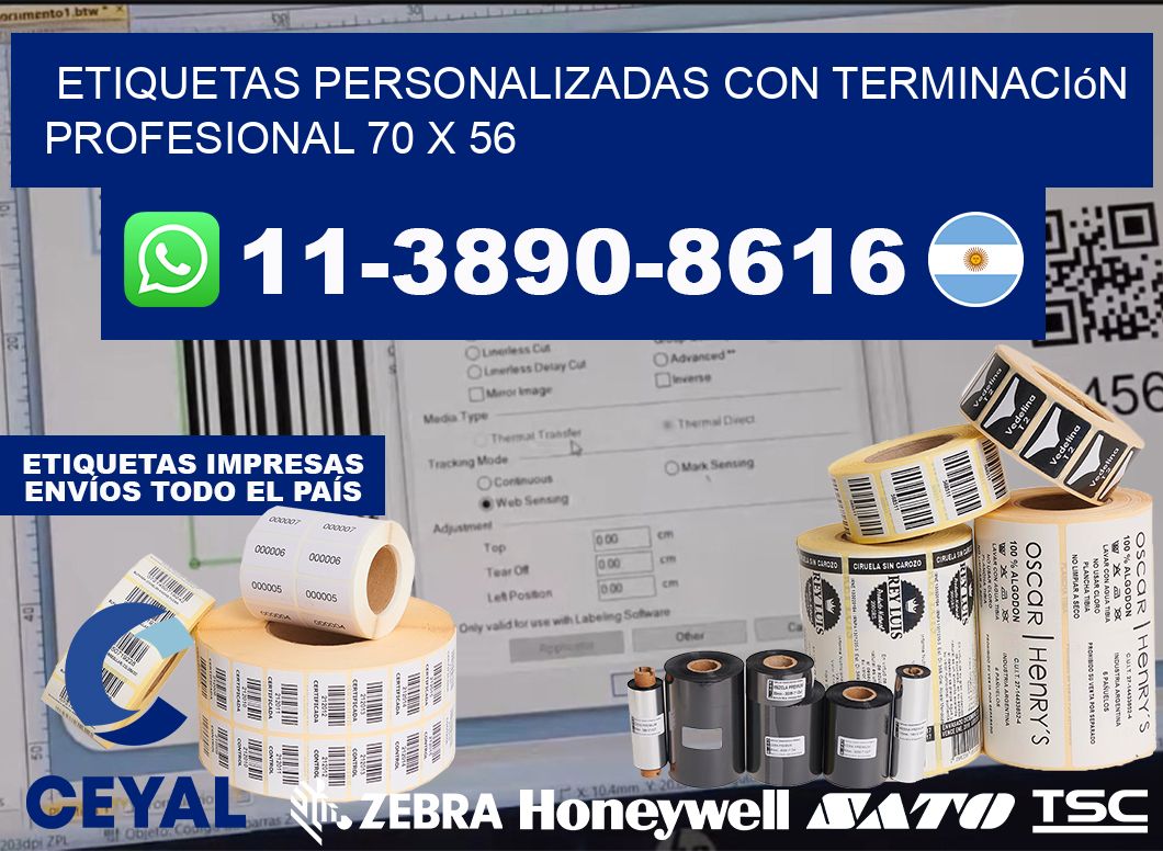 etiquetas personalizadas con terminación profesional 70 x 56