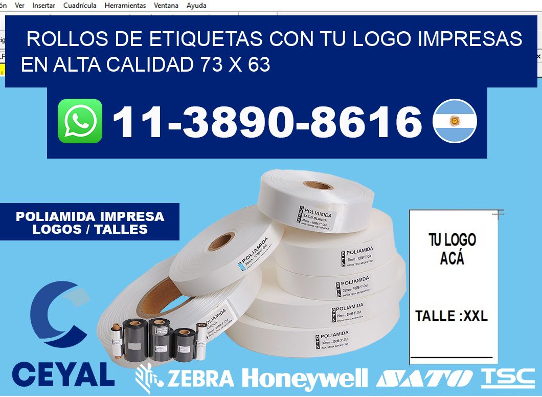 rollos de etiquetas con tu logo impresas en alta calidad 73 x 63