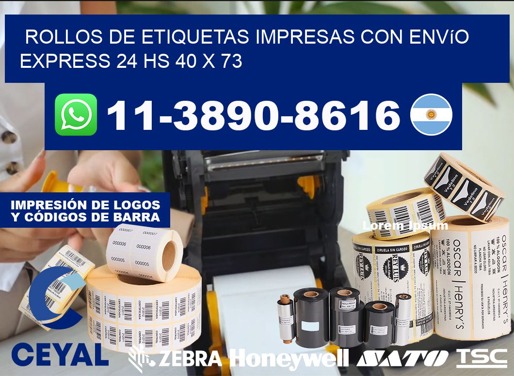 rollos de etiquetas impresas con envío express 24 hs 40 x 73