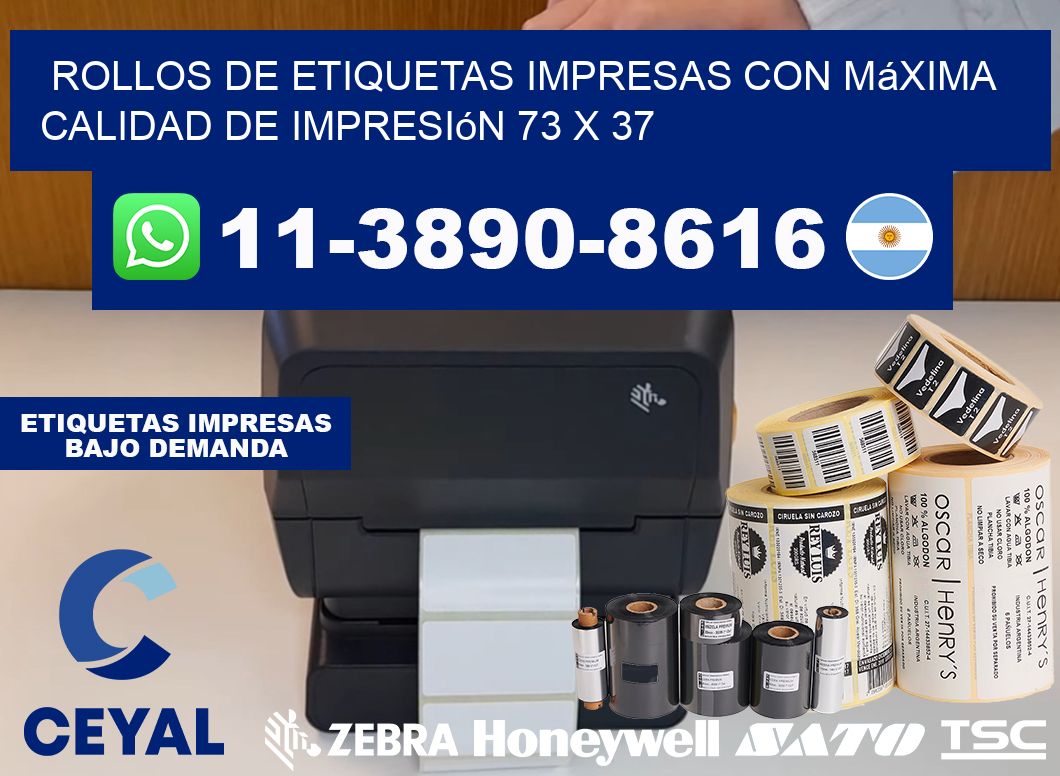 rollos de etiquetas impresas con máxima calidad de impresión 73 x 37