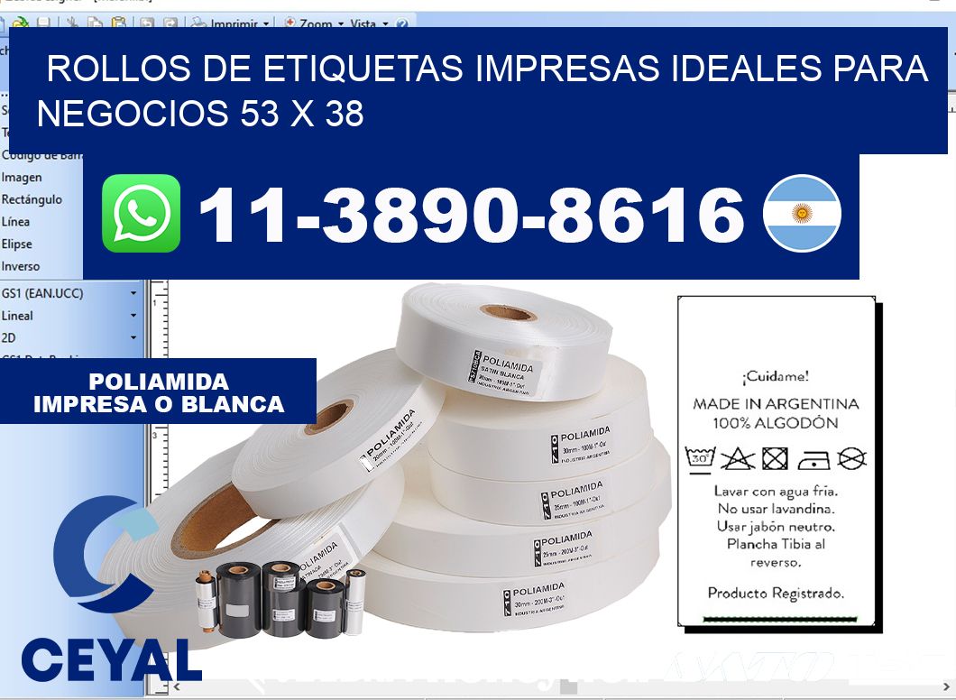 rollos de etiquetas impresas ideales para negocios 53 x 38