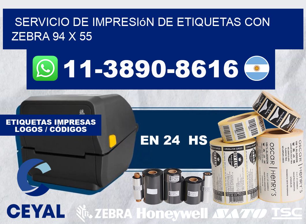 servicio de impresión de etiquetas con Zebra 94 x 55