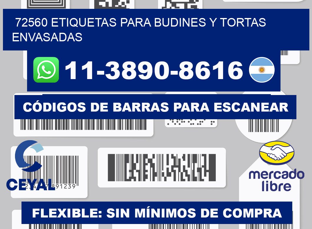 72560 etiquetas para budines y tortas envasadas