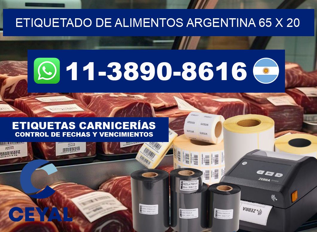 Etiquetado de alimentos Argentina 65 x 20