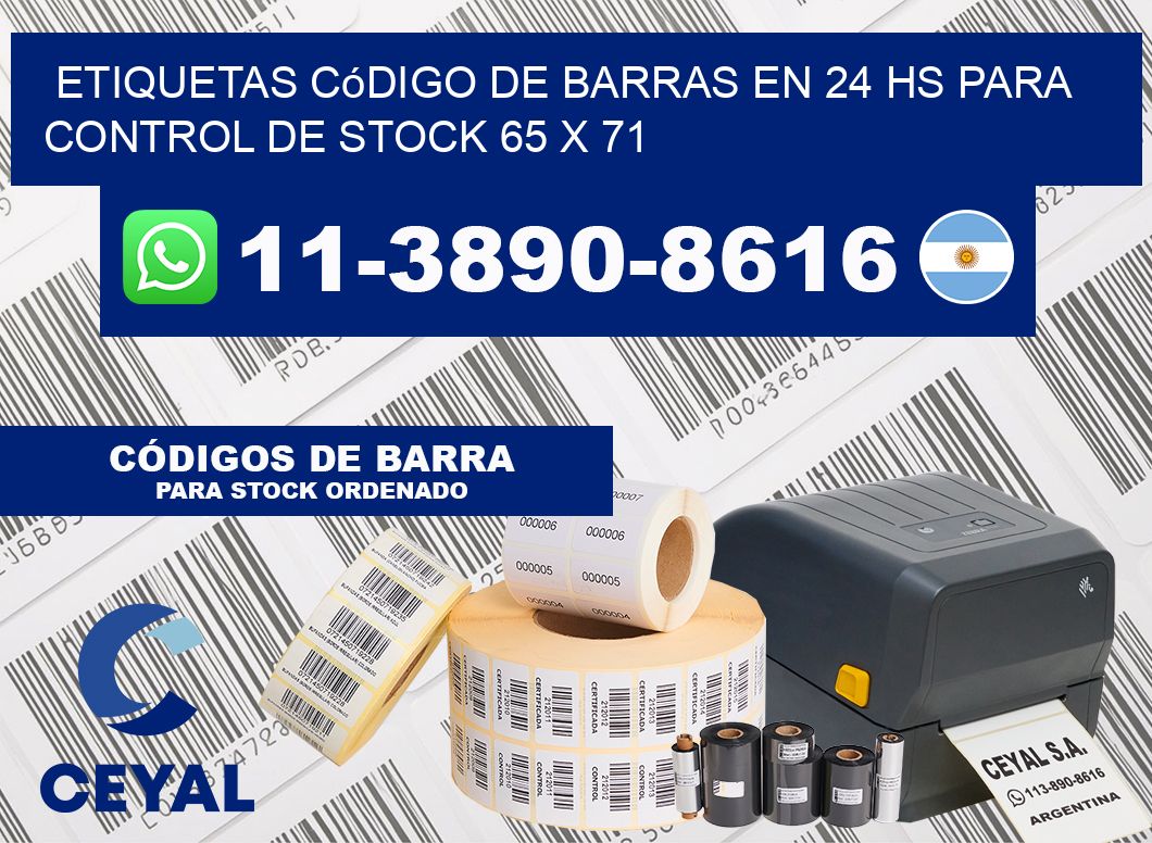 Etiquetas código de barras en 24 hs para control de stock 65 x 71