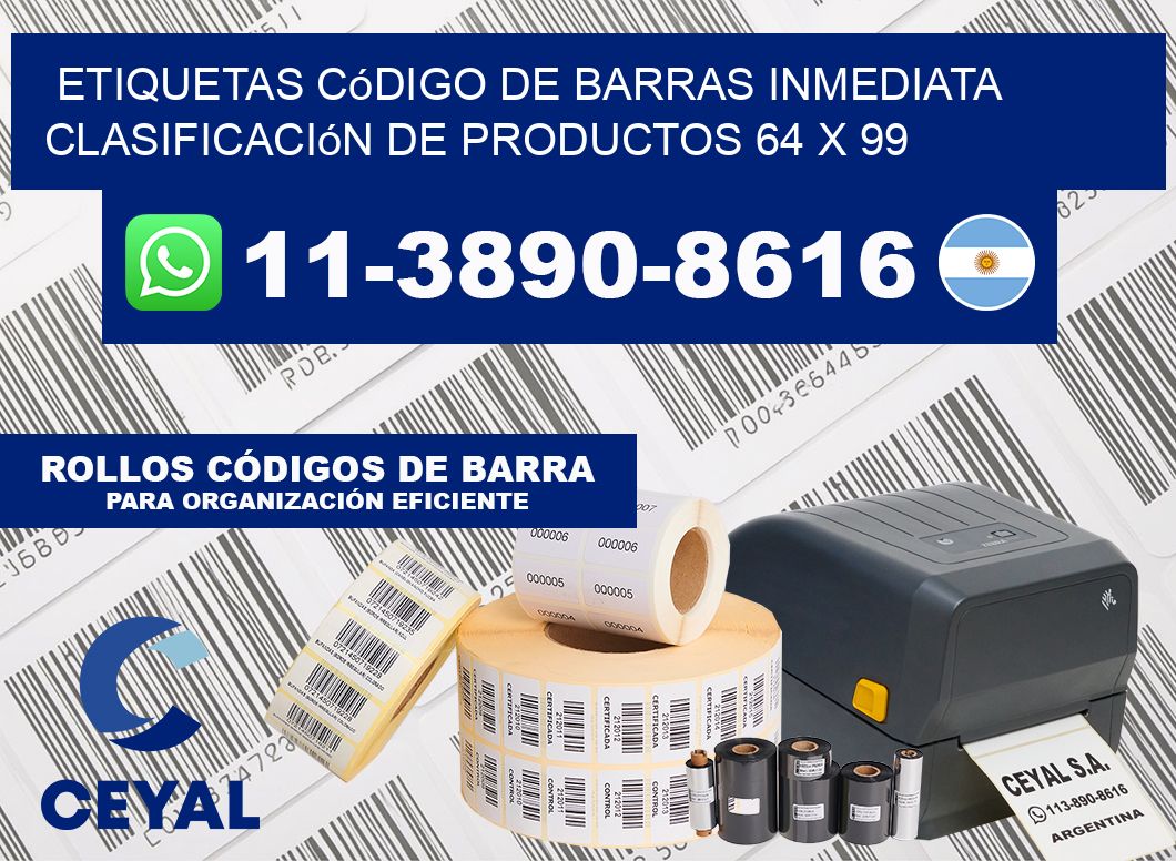 Etiquetas código de barras inmediata clasificación de productos 64 x 99
