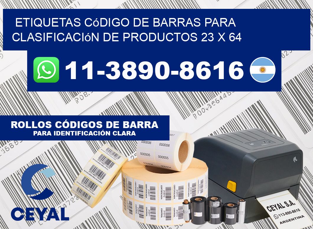 Etiquetas código de barras para clasificación de productos 23 x 64