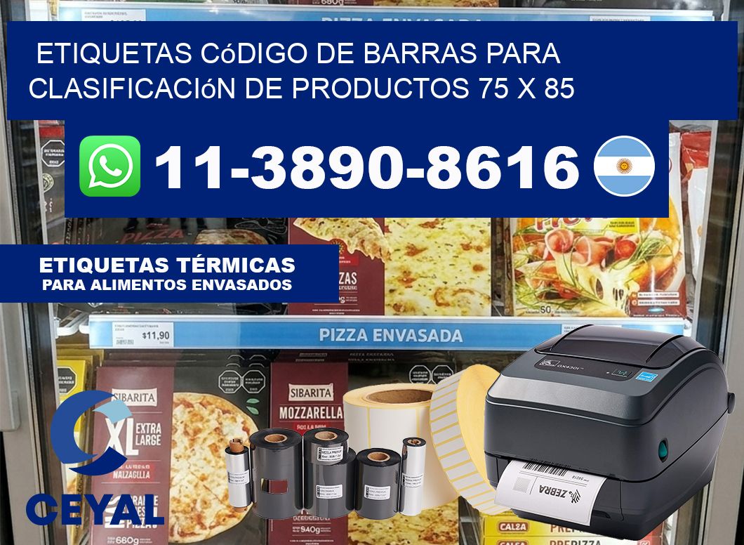 Etiquetas código de barras para clasificación de productos 75 x 85