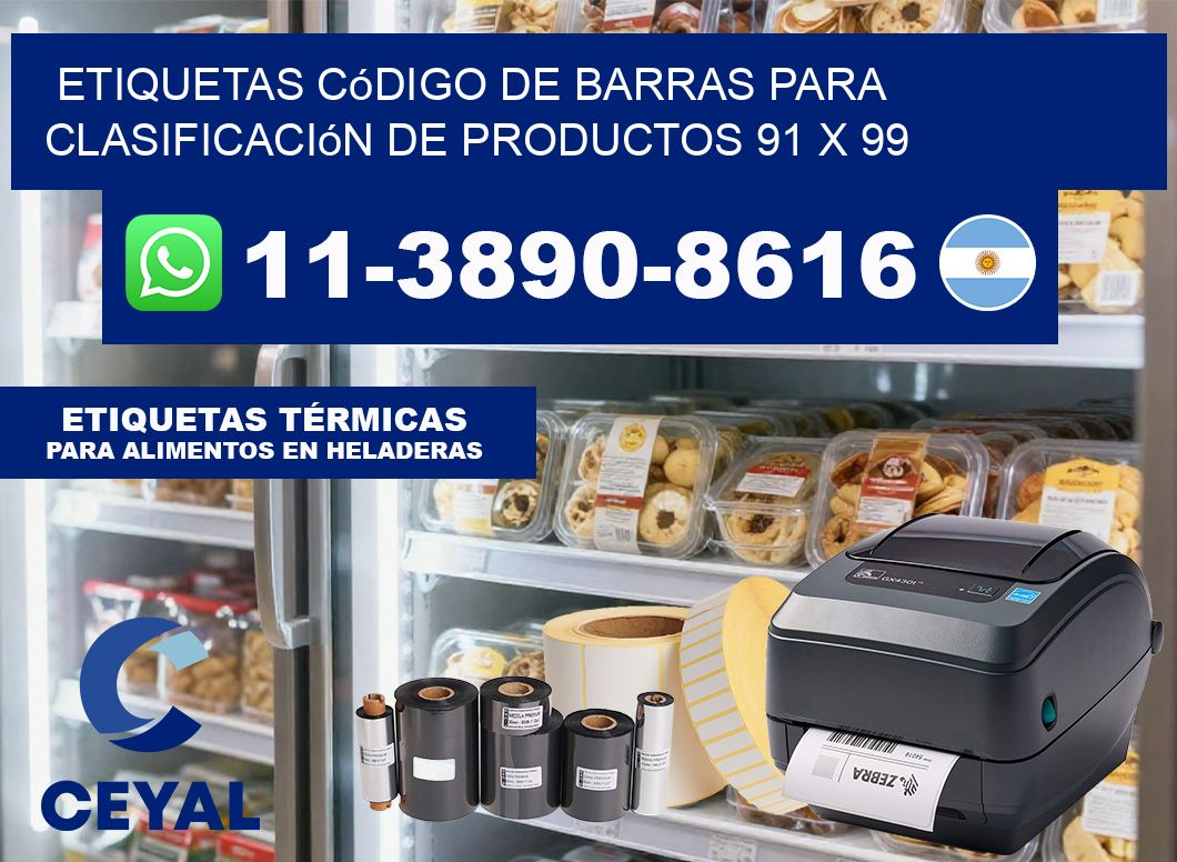 Etiquetas código de barras para clasificación de productos 91 x 99