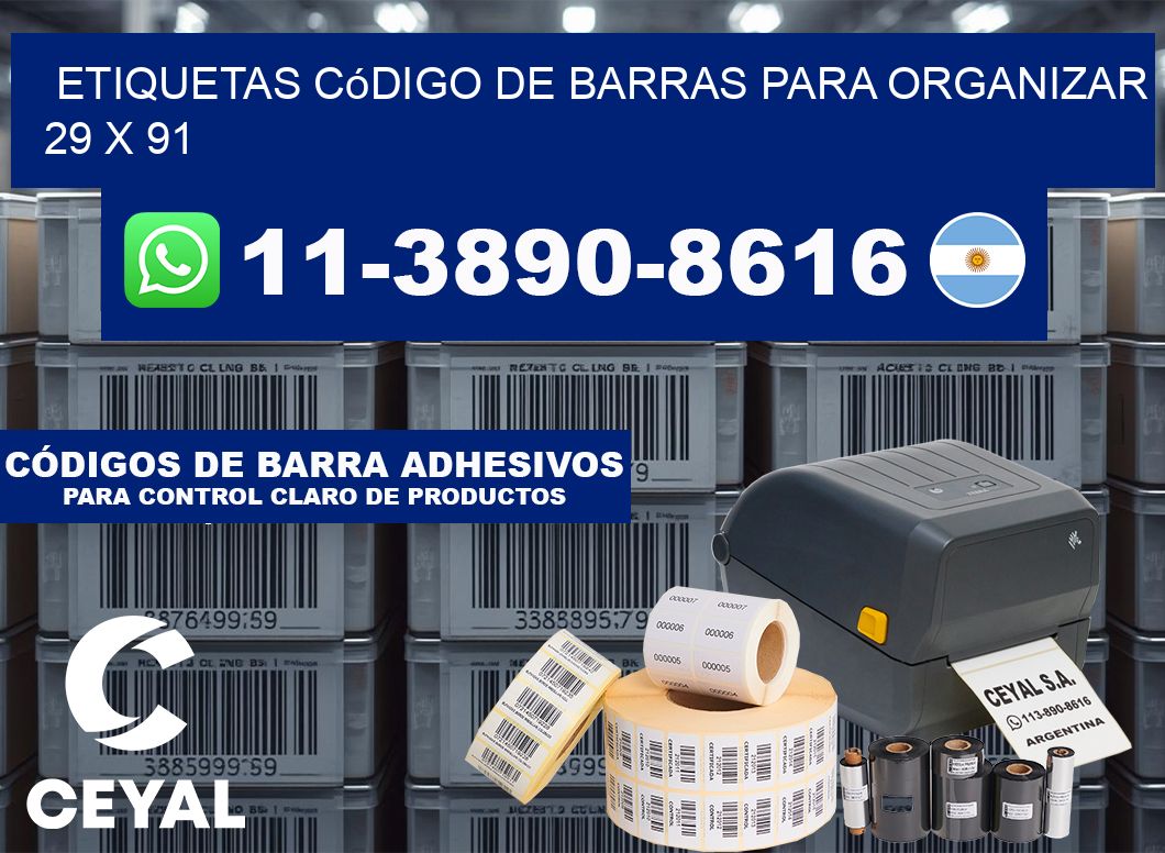 Etiquetas código de barras para organizar 29 x 91
