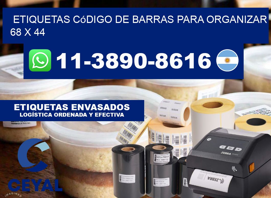 Etiquetas código de barras para organizar 68 x 44