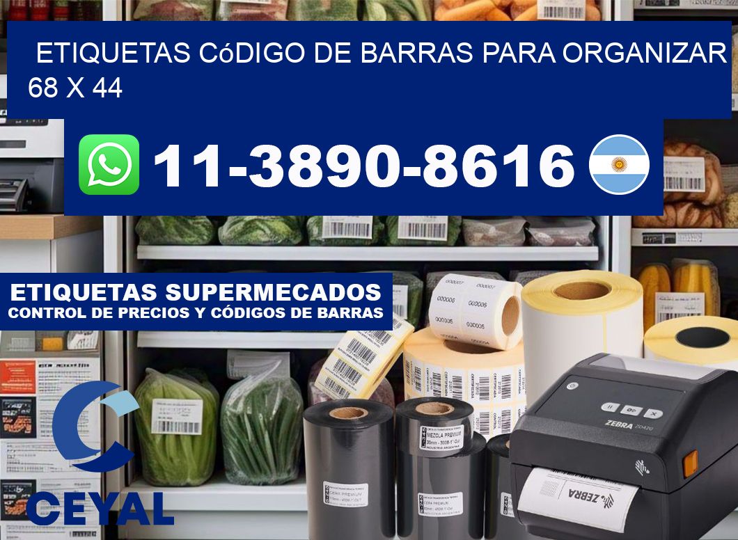 Etiquetas código de barras para organizar 68 x 44