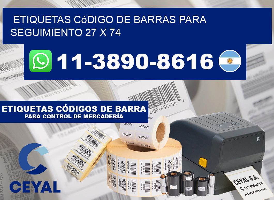 Etiquetas código de barras para seguimiento 27 x 74