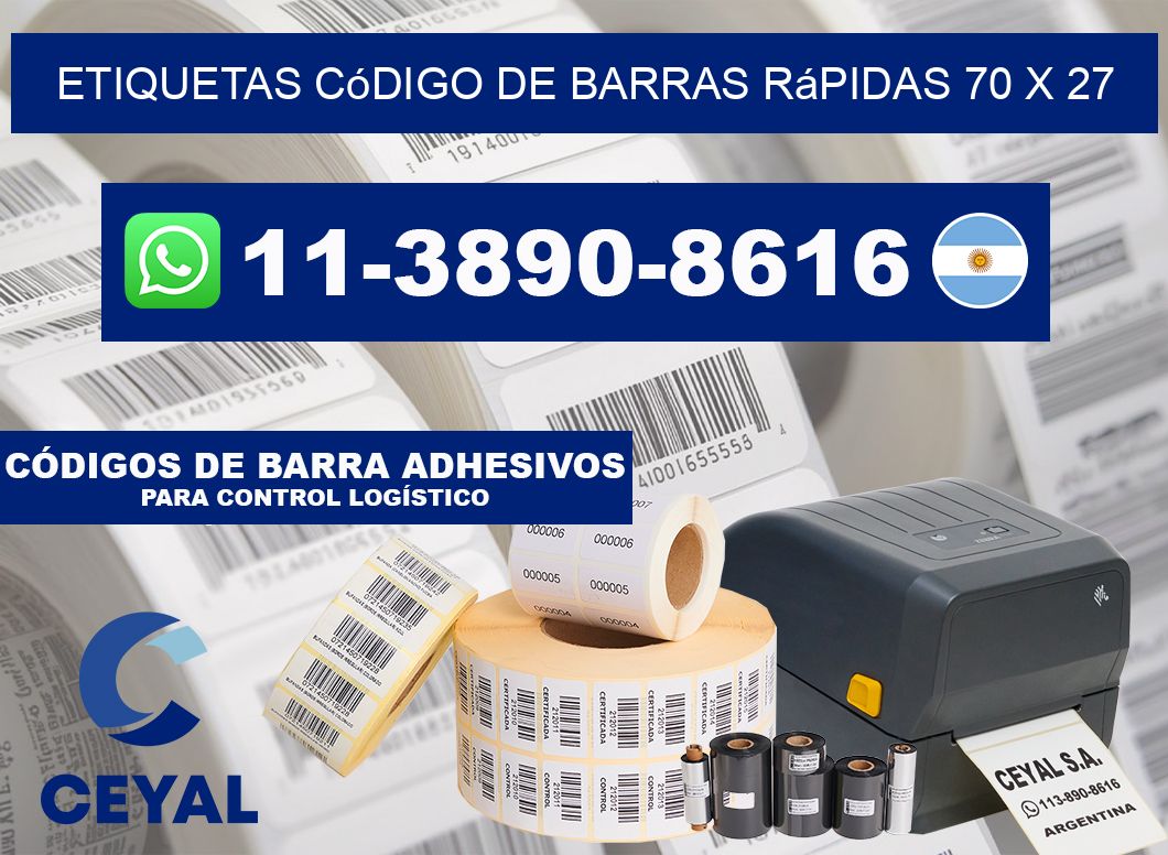 Etiquetas código de barras rápidas 70 x 27