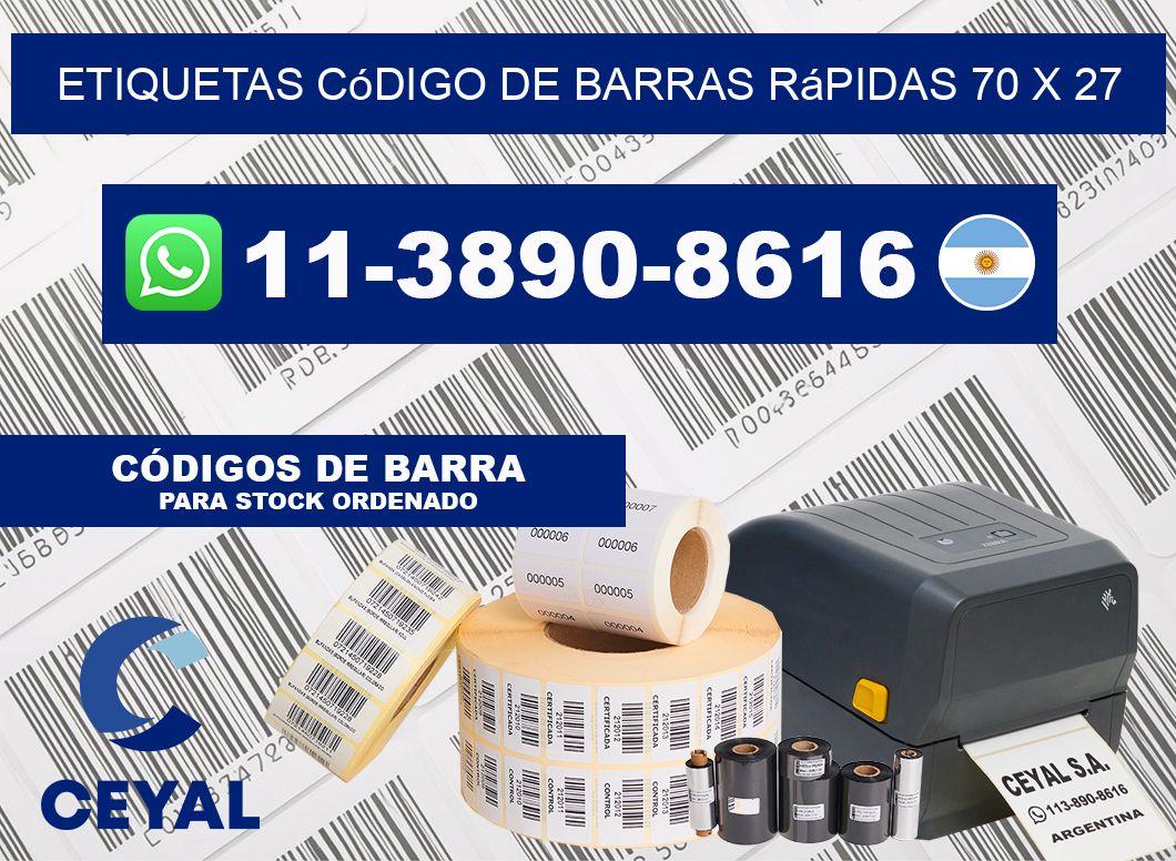 Etiquetas código de barras rápidas 70 x 27