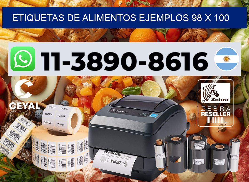 Etiquetas de alimentos ejemplos 98 x 100