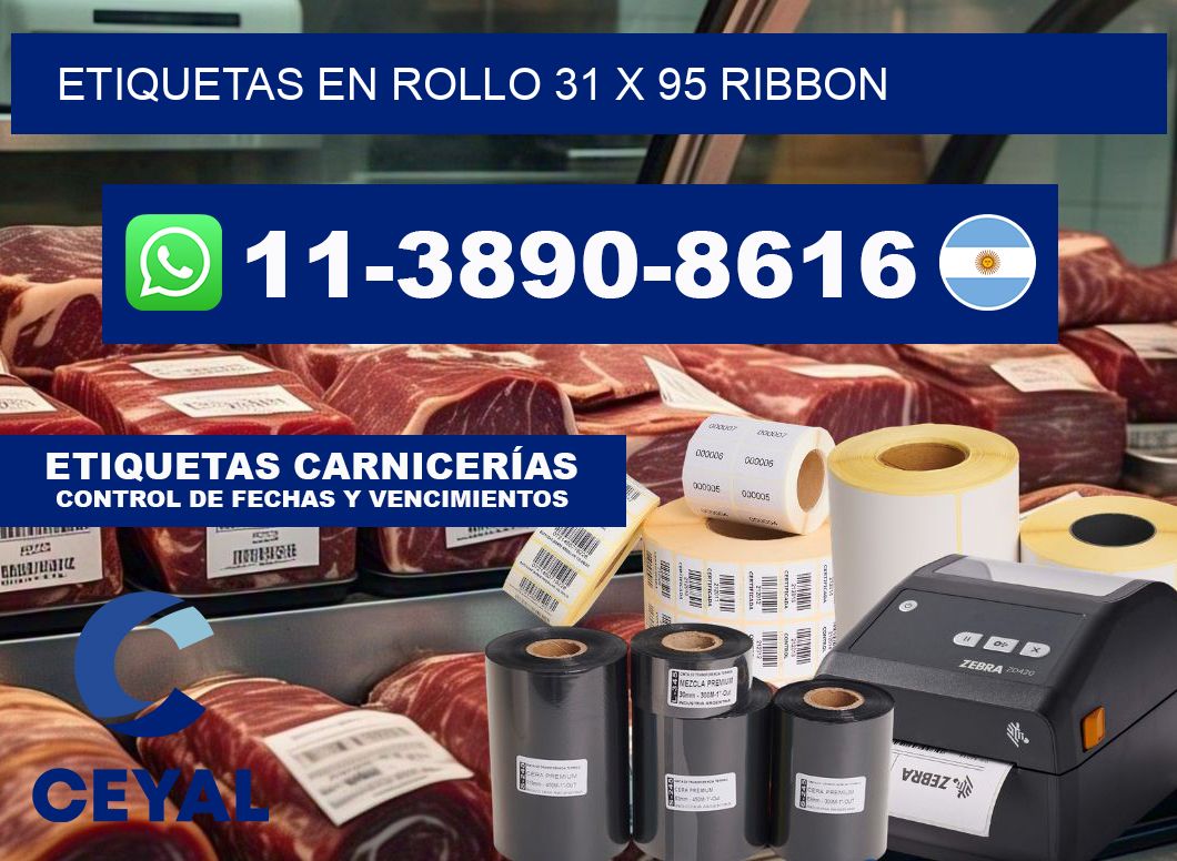 Etiquetas en rollo 31 x 95 ribbon