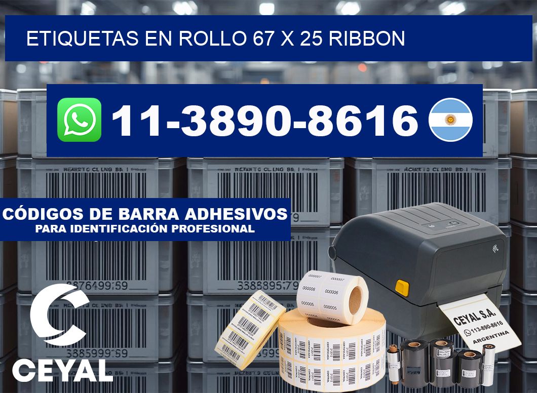 Etiquetas en rollo 67 x 25 ribbon